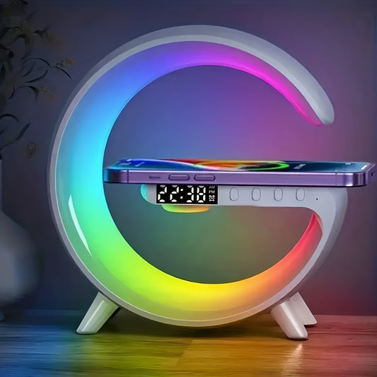 Multi-Function Wireless Speaker With Sunrise Alarm, RGB Rhythm Light & Fast Charging - Ideal Wake-Up Table Lamp For Bedrooms