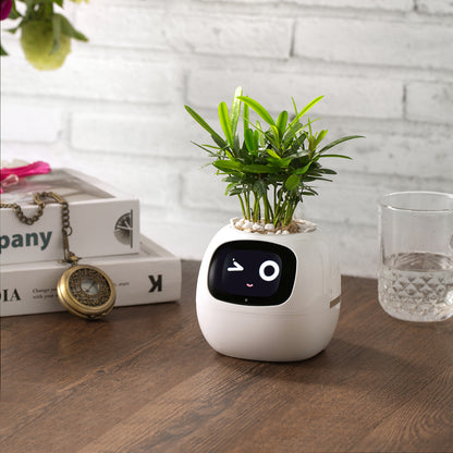 PlantsIO Ivy - Smart Flowerpots, Endless Fun Over 49 rich expressions, 7 smart sensors, and AI chips make raising plants easy and fun Smart Flowerpots, with Artificial Intelligence, Time Temperature Display, and Numerous Expressive Animations