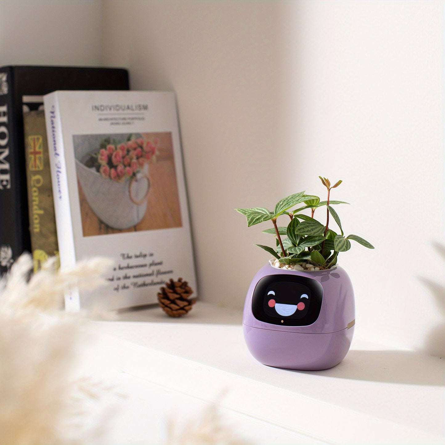 PlantsIO Ivy - Smart Flowerpots, Endless Fun Over 49 rich expressions, 7 smart sensors, and AI chips make raising plants easy and fun Smart Flowerpots, with Artificial Intelligence, Time Temperature Display, and Numerous Expressive Animations