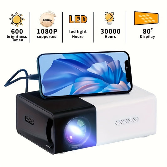 Bright 3000+ Lumen HD Mini Projector - Portable 3D-Ready, Multi-Device Compatible with Remote Control