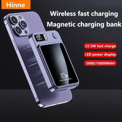 1pc 5000/10000mAh Power Bank Set - Super Fast 22.5W Charging - Magnetic Wireless Charger - Portable Phone Charger for iPhone and Android (USB, Type-C)